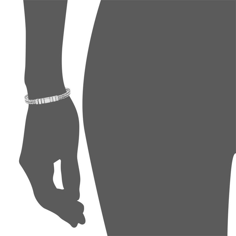 Geoffrey Beene Menâ€™s Stainless Steel Double Franco Chain Bracelet with Extension (Silver) - Image 4